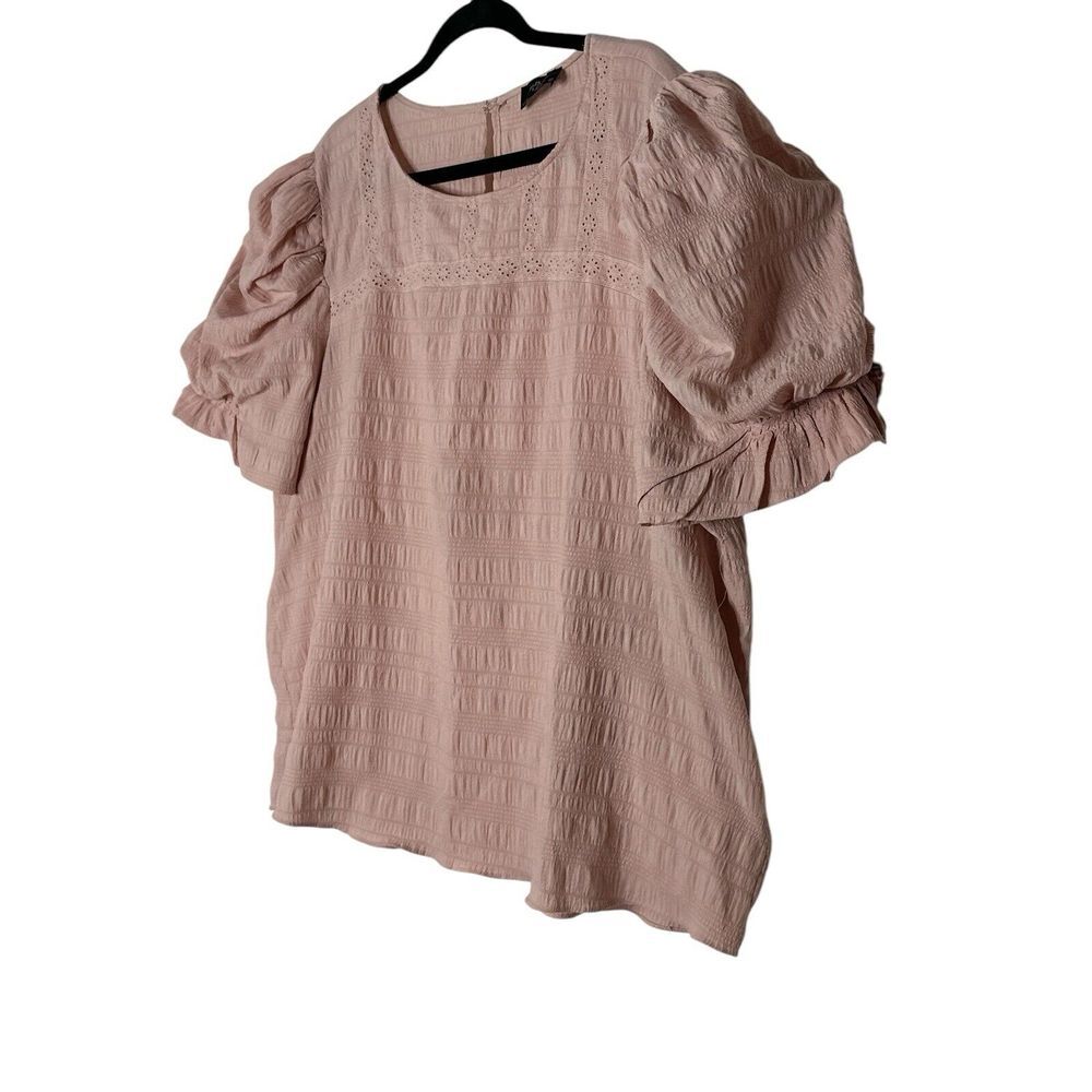 Milk‎ & Honey Blouse Women 3X Plus Short-Sleeve Pink Grandmacore Formal Classic